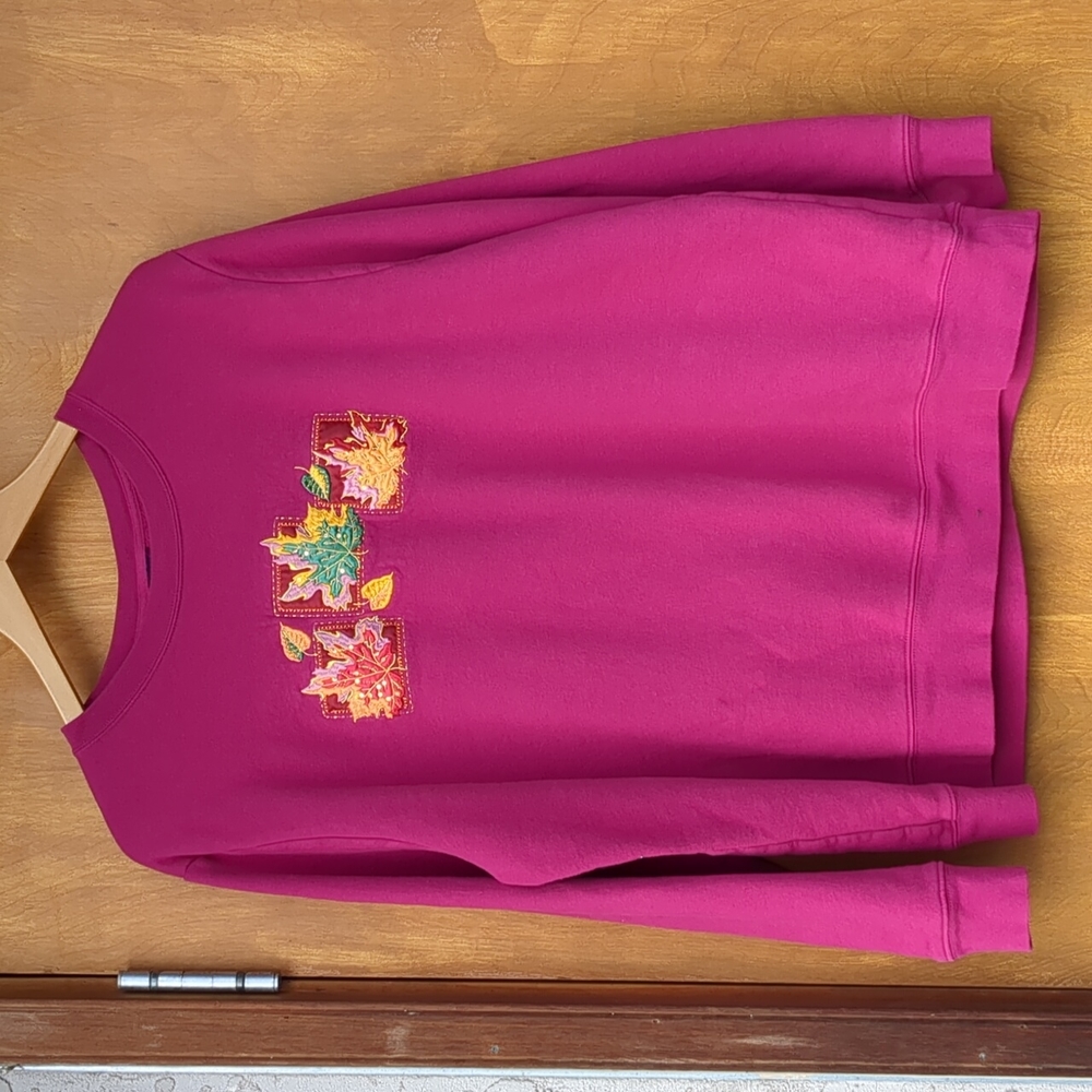 Vintage Cotton Ginny crew Neck berry pink cotton Sweatshirt large